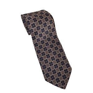 Giorgio Armani Mens Brown Blue Printed Geometric Tie 100% Silk Size One Size